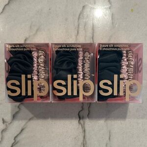 Slip Silk Hair Scrunchies - Black and Pink Set